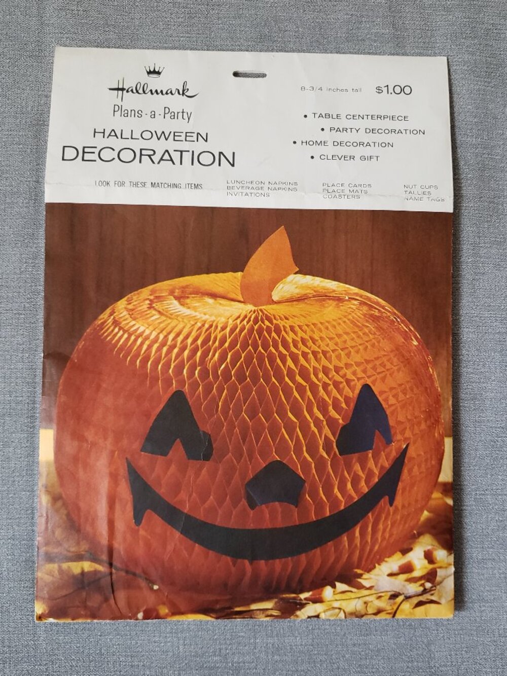 Vintage 1960s Hallmark Plans-a-Party Halloween Pumpkin Honeycomb Centerpiece